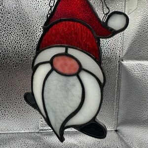 Stained Glass Santa Gnome Art